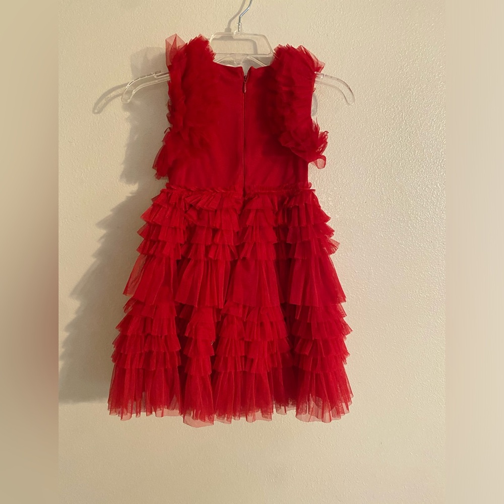 Red Ruffled Tulle Dress - Picture 3 of 5